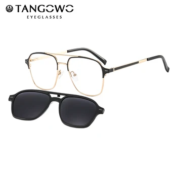 TANGOWO Vintage 2 In 1 Polarizat ochelari de Soare Barbati de Metal Moda Ochelari Aviator Rama Brand Designer Magnetic Multifunctional T3522