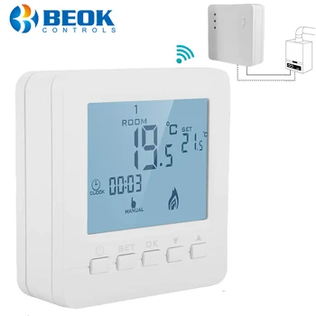 Beok Wireless RF Termostat Pentru Cazan de Gaz Camera de Încălzire Inteligent Programabil de Temperatura Controller Kit Baterie Powerd