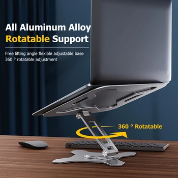 Suport pentru Laptop 360 de Grade Rotativ Notebook Holder Liftable Aliaj de Aluminiu de Răcire Pad Anti-Alunecare pentru 14-17.3 Inch Laptop