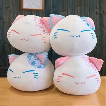 1 BUC 40cm Desene animate Nemuneko Coroana Cires Japonez Serie Squinty Pisica Jucării de Pluș Neko Sakura Perna Moale Păpuși pentru Copii Cadouri