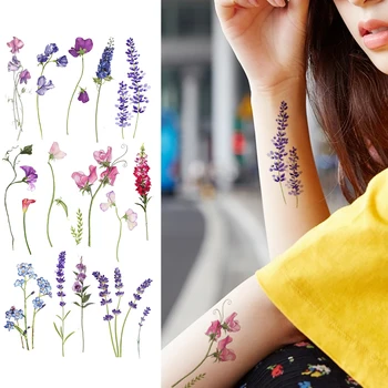 Acuarelă Lavanda Tatuaje Temporare Realist Fals Rezistent La Apa De Flori Tatoo Creative Corp De Arta Desen Mâinile Brațul Tatuaj Pentru Femei