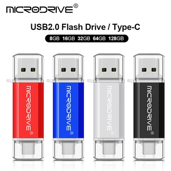 TIP C OTG USB 2.0 Flash Drive-uri 2 în 1 Memory Stick Pen Drive 64GB 128GB de Mare Viteză pentru Telefonul Android 16GB 32GB de Stocare Extern