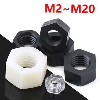M2~M20 alb/Negru Nailon Piulita de Plastic Hexagonal Piuliță Pa66 Izolare Termică Hexagonal Șurub Filet Capac Transparent din PVC Piuliță DIN934
