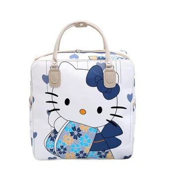 Hello Kitty desene animate de imprimare geanta de voiaj femeie PU portabil de mare capacitate sac scurtă călătorie student depozitare sac