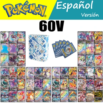 Noi 60PCS Pokemon Carte în limba spaniolă V Pokemon Trainer Energie Stralucitoare Carti de Joc Español Castellano Jucarie pentru Copii