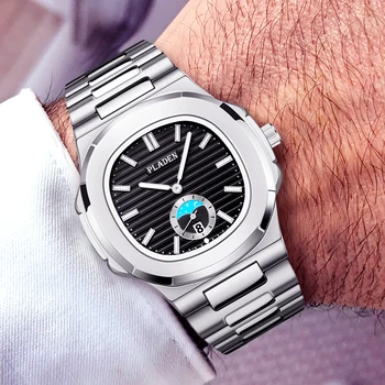 Cuarț Ceas Pentru Bărbați PLADEN de Lux Unic Impermeabil Ceasuri Barbati Brand de Top din Oțel Inoxidabil Moda Negru Ceasuri de mână Pentru bărbați