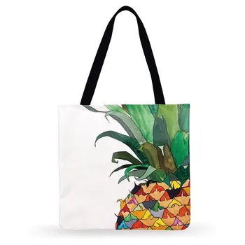 Geantă De Cumpărături Pliabilă Pictura Ananas Imprimare Tote Sac Doamnelor Geantă De Umăr Femei Casual Tote Moda Saci De Plajă Pentru Femei Genți De Mână