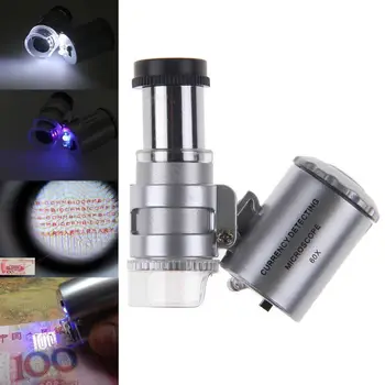 60x Mini de Buzunar cu LED UV Bijutieri Lupă, Microscop de Sticlă, Bijuterii Lupa Picătură de Transport maritim 2022 Noi