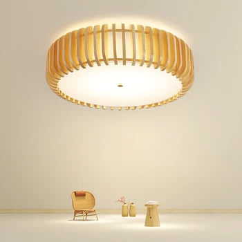 Japoneză simplu dormitor lampă de tavan 2022 noi din lemn de dovleac lampa de studiu, sala de mese lampa home stay tatami lampa