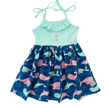 Boutique vara printesa rochie fără mâneci de desene animate drăguț animal balena mouse-ul de imprimare fete rochii