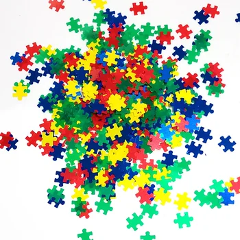 50g/sac Autism Speaks INEL+Aqua Metalice se Amestecă Puzzle Sclipici, Unghii, Butucii Conștientizării Autismului Piese de Puzzle Sclipici