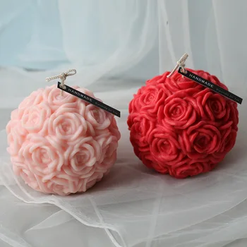 3D Rose Ball Matrite de Silicon Aroma Lumânare Sapun Matrite Ambarcațiunile de Rășină Zgura mulaj de Nunta de Decorare DIY Cadouri Decor Acasă