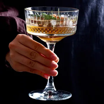 260ml Pahar de Martini Gravate Dungi Cocktail de Șampanie Cupa de Sticla Bar Acasă Pahar de Vin Club de Noapte, Petrecere de Nunta Pocalul Drinkware