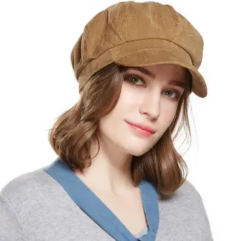 Bereta de Catifea Pălărie vânzător de ziare pentru Femei Parasolar Reglabil Iarna Octogonal Capac pentru Femei