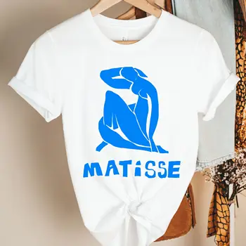 Harajuku Top Femei T-shirt Casual francez Matisse Imprimare Doamnelor de Bază O-guler Scurt, cu Mâneci lungi Femei T-shirt Fata,Picătură Navă
