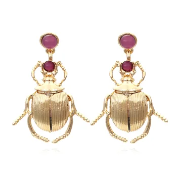 Hiperbola Accesorii Bijuterii Vintage din Metal Aurit Beetle Bohemia Insecte Drăguț Picătură Cercei pentru Femeile 2022 Nou Trend