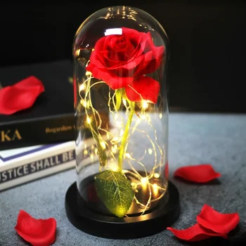Artificiale Bestie Eterna Frumusete a Crescut Veșnic Iubitor de Flori Dome LED-uri de Crăciun Mama Ziua de nastere Cadou de Ziua Îndrăgostiților.