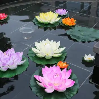 18cm Artificiale Plutitoare Forma de Lotus de Apă de Suprafață DIY Crin de Apă de Simulare pentru Piscina Lotus Pond Acasă Decoratiuni de Gradina