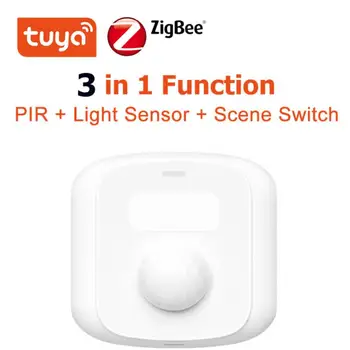 Tuya Wifi/Zigbee Mini Omului de Mișcare a Corpului Senzor PIR Senzor de Lumină 3 in 1 Scena Funcție de Comutare Inteligentă Viața de Securitate Acasă