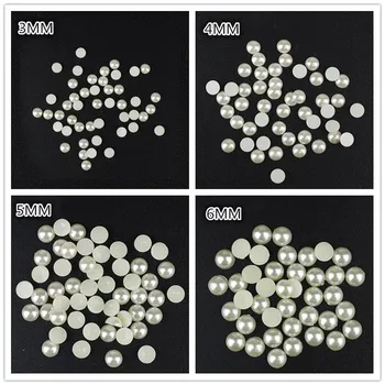 2mm,3mm,4mm,5mm,6mm, ABS Imitații de Perle Rotunde Jumătate Flatback Margele Bej Unghii Bijuterii DIY Decorare