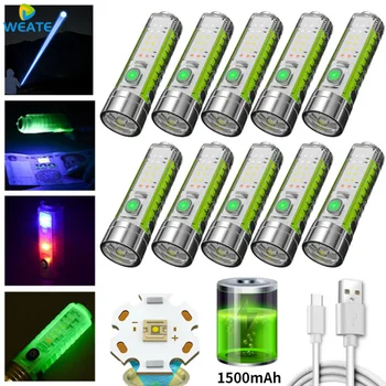 8 Moduri de Mini Lanterna LED-uri USB Reîncărcabilă Lanterna Lampa UV Magnetic Puternic Portabil de Buzunar Lanterna Partea de Lumina, Detector Bani