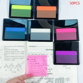 50PCS Pull-Out Tip Sticky Notes Desene animate Transparent Culorile Curcubeului Note Lipicioase Creative Office Școală Tampoane Memo Notepad Note