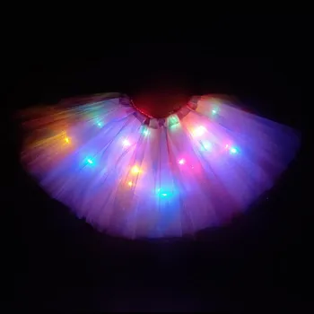 2022 anul nou Gradație de Lumină LED-uri Copii lumini de Culoare Fusta Tutu Princess Party Balet Tul Copilului Dans Balet fusta Curcubeu