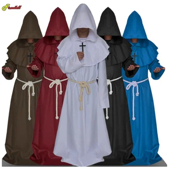 Halloween Cosplay Costum de Vrăjitor Medieval Călugăr Călugăr Halat de Preot Costum de Haine Antice Creștine costum cu