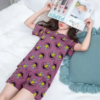 Pijama De Vara Pentru Femeie Maneci Scurte Chiloți Zi Minunata Se Incheie Două Costume Subțiri De Primăvară Și De Toamnă Perioada De Mari Dimensiuni De Acasă Haine