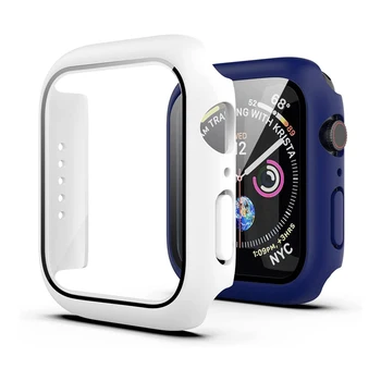 Ecran Protector Caz pentru Apple Watch Seria 7 SE 6 5 4 3 44mm cu diametrul de 40mm, 45mm iwatch 42mm 38mm geam+capac Apple watch Accesorii