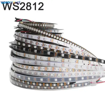 DC 5V WS2812B Individual Adresabile 5050 Pixeli RGB LED Strip WS2812 Inteligent Pixeli de Lumină Alb-Negru PCB IP20/65/67 rezistent la apa