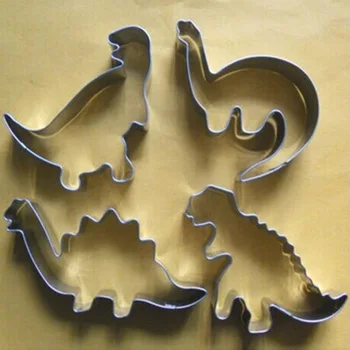 4buc/Set Argint din Oțel Inoxidabil Dinozaur Animal Tort Fondant Cookie Cutter Biscuiti Decorare Mucegai de Copt produse de Patiserie Instrumente