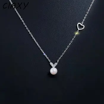 CIAXY Culoare Argintie Dragoste Inima Coliere pentru Femei Temperament Pearl Pandantiv Sufoca Lavicle Lanț de Vară de Bijuterii Cadou