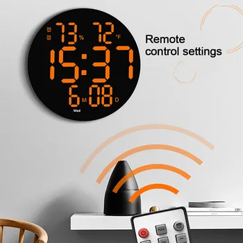 10 Inch Cerc Ceas De Perete Mare Ecran Digital De La Distanță Ceasuri De Alarmă De Timp 12/24 Ore/Săptămână/Data/Temp Display Living Decorul Camerei