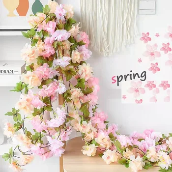 2.2 m Artificiale Cherry Blossom Rattan în aer liber Gradina sau de Interior Decor Acasă Mireasa Nunta Petrecere de Ziua Scena Aranjament