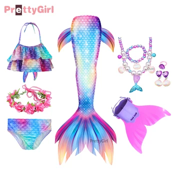 2022 Coada De Sirena De Costume De Baie Fete Copii De Înot Sirena Copii Cosplay Costum Bikini Plaja Mermaid Rochie Poate Adăuga Monofin Fin