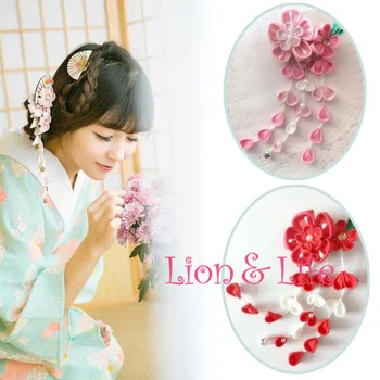 Floare japoneză Sakura articole pentru acoperirea capului Clip Haripin Păr kimono Yukata Ciucuri Cosplay