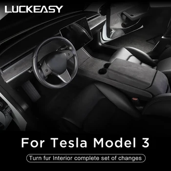 LUCKEASY Accesorii de Interior Autocolant Pentru Tesla Model 3 Model Y 2017-2020 Blana Rândul său Panoului de Control Central Patch (GRI)