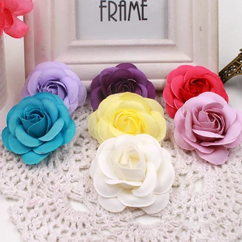 10buc artificială de înaltă calitate de flori de mătase a crescut de flori lucrate manual cu cap de nunta de decorare DIY cununa pălărie rochie clip accesorii