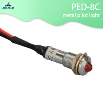 ABBEYCON metal lumina pilot 12v/24V/220V 8mm LED indicator tensiune 12v cu fir care duce lampă pilot 100buc/lot
