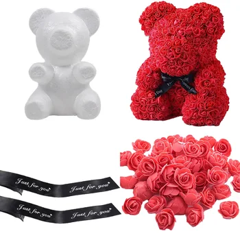 Urs în Formă de Modelare Alb 3D Polistiren expandat Urs Mini Spuma PE Flori de Trandafir pentru a Meserii DIY Cadouri de Ziua indragostitilor Consumabile