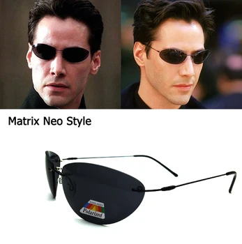 2021 Noi Ultralight fără ramă de titan pentru Bărbați ochelari de Soare de Conducere Matrix Neo Stil de ochelari de Soare Polarizat Oculos De Sol