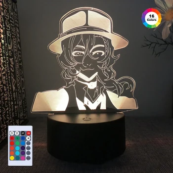 Anime Lampa Bungou Câini Vagabonzi 3D Lumina de Noapte LED 16 Culori Touch de la Distanță Acrilice Lampă de Masă pentru Acasă Decorare Camera Copii Cadouri