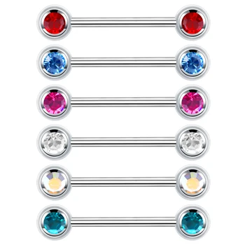 1Pair Nou Titan G23 Biberon Inele cu Filet de Cristal Bijuterie Direct Haltere Limba Piercing Bijuterii Corp pentru Femei 14G
