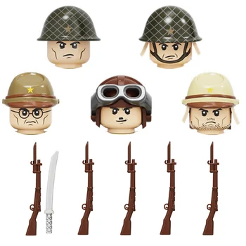 WW2 Militare Japonia Soldații Armatei de Arme blocuri Militare, Arme Baionetă Arme Căști de Cărămizi de Piese de Arme blocuri jucarii