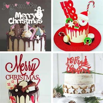 Merry Christmas Cake Topper Xmas Party Desert decorare Moș Crăciun om de Zăpadă Cupcake Topper Crăciun tort Copt Decoratiuni