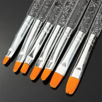 Unghii Arta Perie Acrilic UV Gel Salon Pen Cap rotund Desen Pictura Sfaturi Manichiura perie pentru unghii cu gel kit