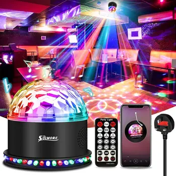 SOLMORE Sunet Activat Bluetooth Minge Disco Lumini de Partid 12W LED RGB Lumini de Scena cu Laser Proiector Lumina Pentru Petrecerea de Craciun