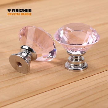 10buc 30mm Diamant Usa Roz-VIOLET Cristal de Sticlă Trage Sertar Mobilier Mâner Șurub Fierbinte la nivel Mondial YZ-1001