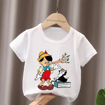 Disney Pinocchio Grafic Drăguț Fete pentru Copii Haine Amuzant Baieti T shirt de Desene animate pentru Copii T-Shirt Vara Maneca Scurta Copii Topuri